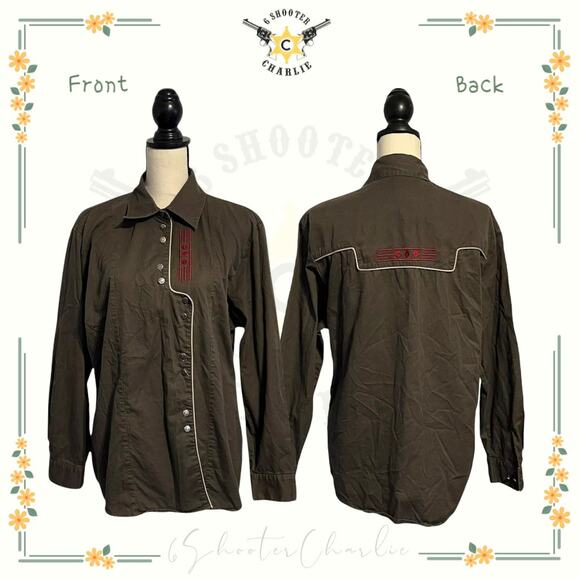 Vintage WRANGLER Western Wear For Women Gray Aztec Asymmetrical Snap Shirt 2XL - Picture 1 of 6